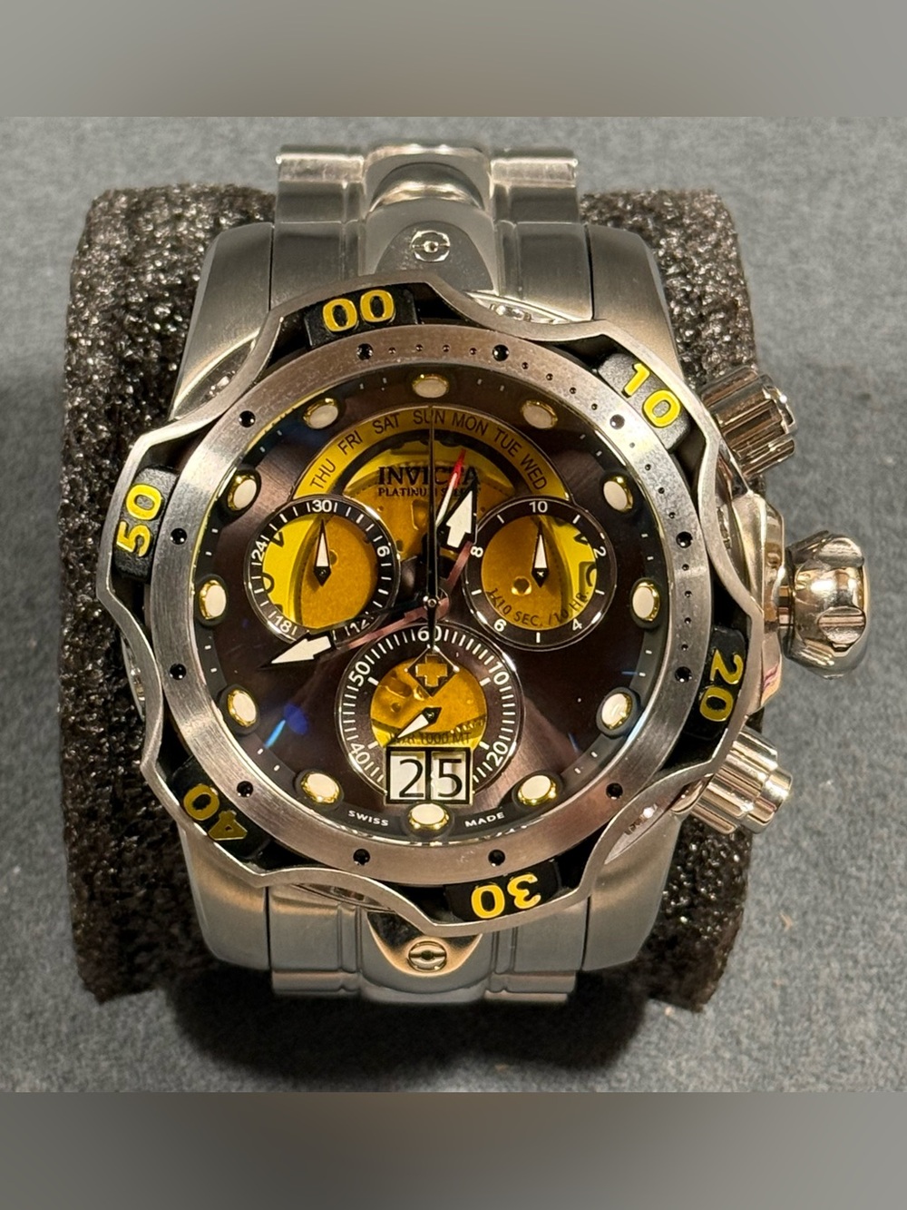 Invicta 26135 Venom Stainless Steel Chronograph — Black and Yellow Dial